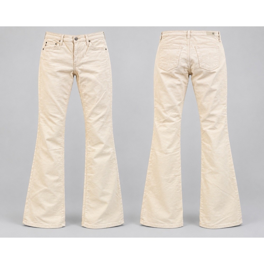 AG Adriano Goldschmied Angel Corduroy Pants womens 28x30 cream Boot Made in USA